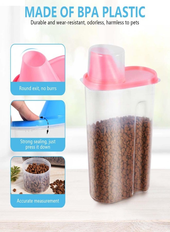 SenseYo 3 Pack 2lb 2.5L Pet Food Storage Container with Measuring Cup BPA Free for Small Dog, Cat, Bird (Blue Pink Green) - Image 3